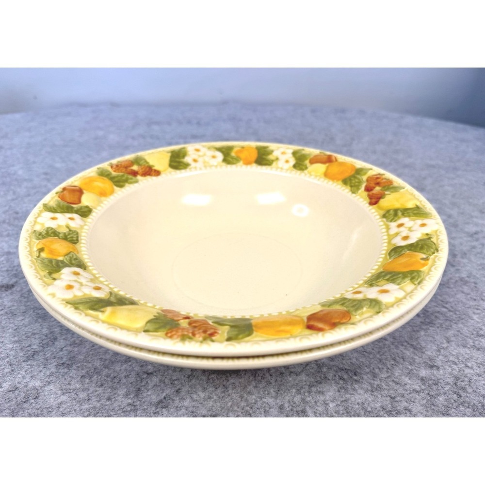2 Vernon Ware Metlox Orchard Fruit Rimmed Soup Cereal Bowls 9.25 Inch California